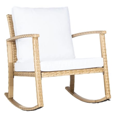 Safavieh Daire Rocking Chair Natural & White Cushion PAT7721D